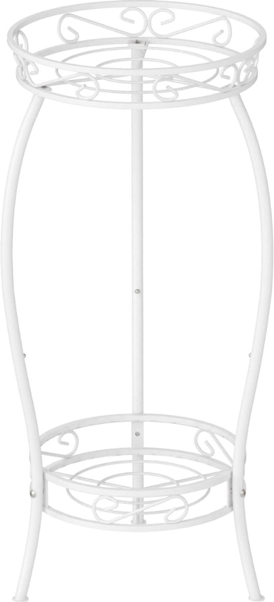 Ploutos® Plantenrek Buiten - Decoratief Plantenrek voor de Tuin - Metalen Plantentrap voor Buiten & Binnen - Wit - 29cm x 29cm x 69cm