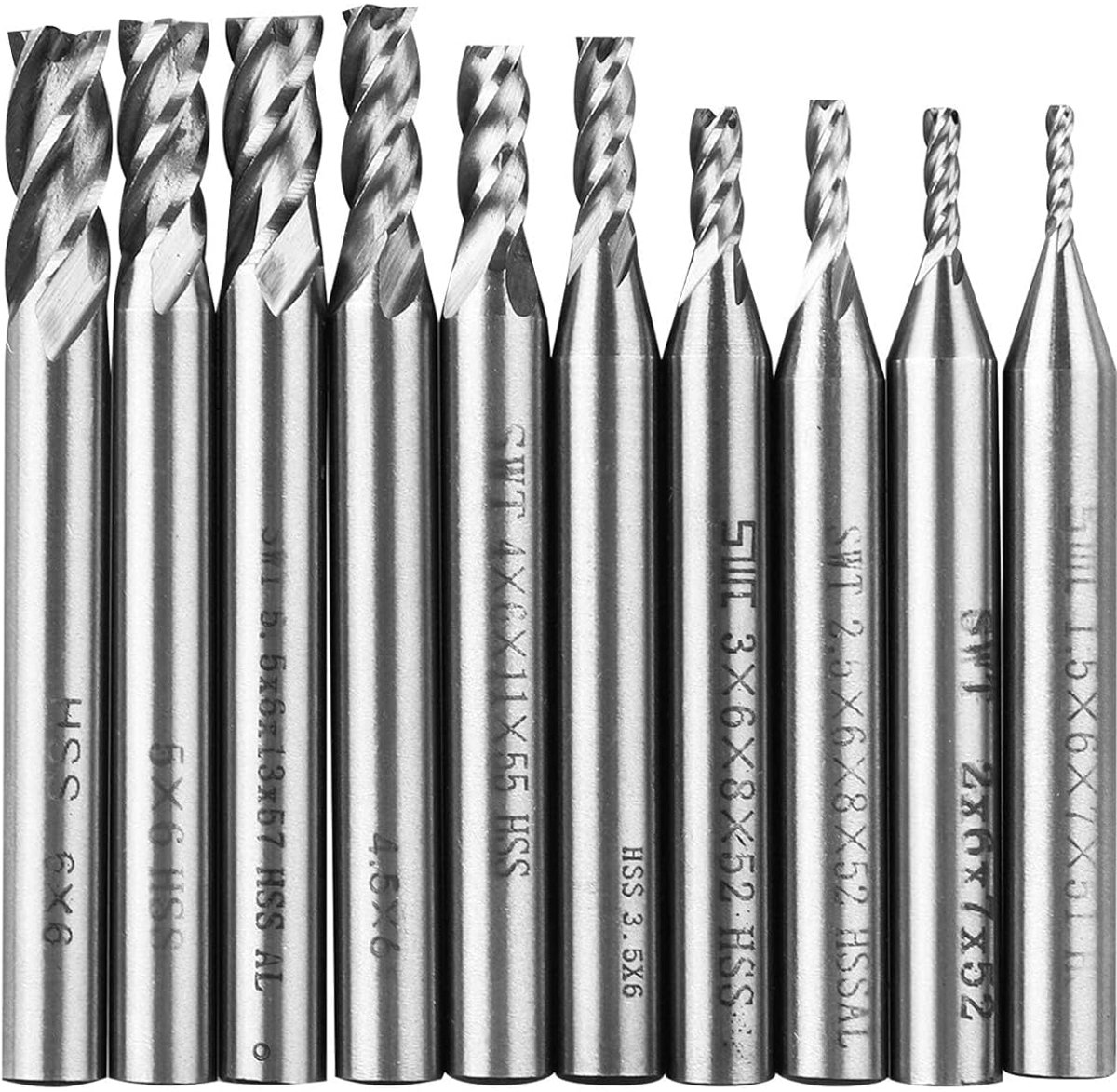 10-delig Schachtfrees Boorset, 1,5-6mm Rechte Cchacht Snelstaal Booropzet voor Hout Aluminium Staal Titanium