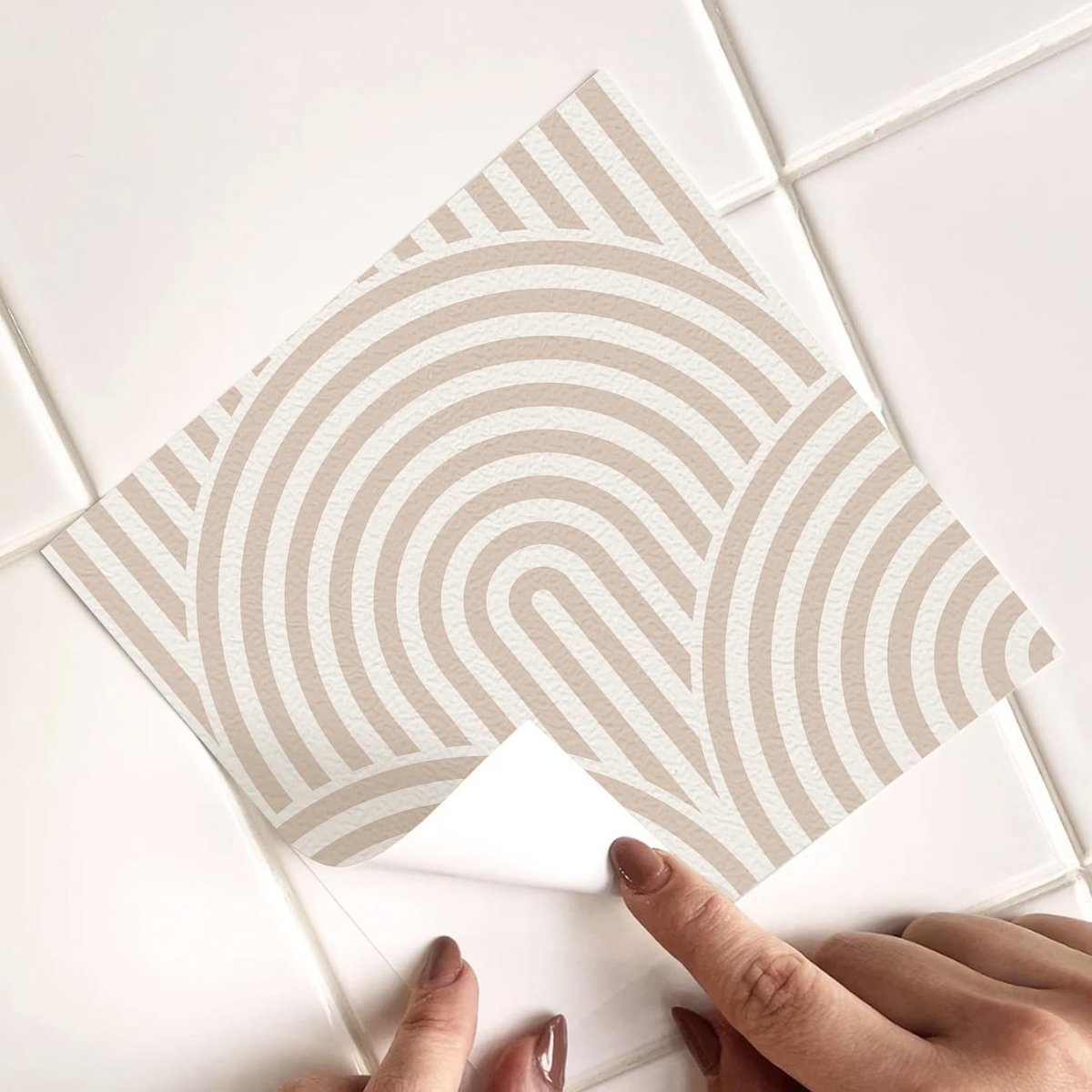 Tegelsticker, 50 stuks x 15 cm/6 inch beige zelfklevende zelfklevende tegelstickers voor overdracht van tegels voor badkamer keuken, backsplash voor fornuis, beschermfolie verwijderen en