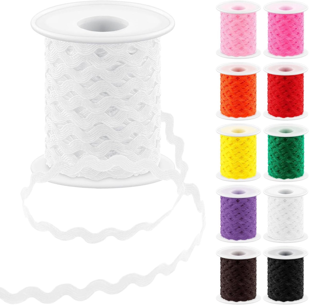 1 stuk 25 meter / 27 yard witte kant trim lint met golfrand, voor naaibendjes, bruiloft, bruidsjurk, versiering, feestdecoratie, cadeauverpakking, DIY-naaiwerk