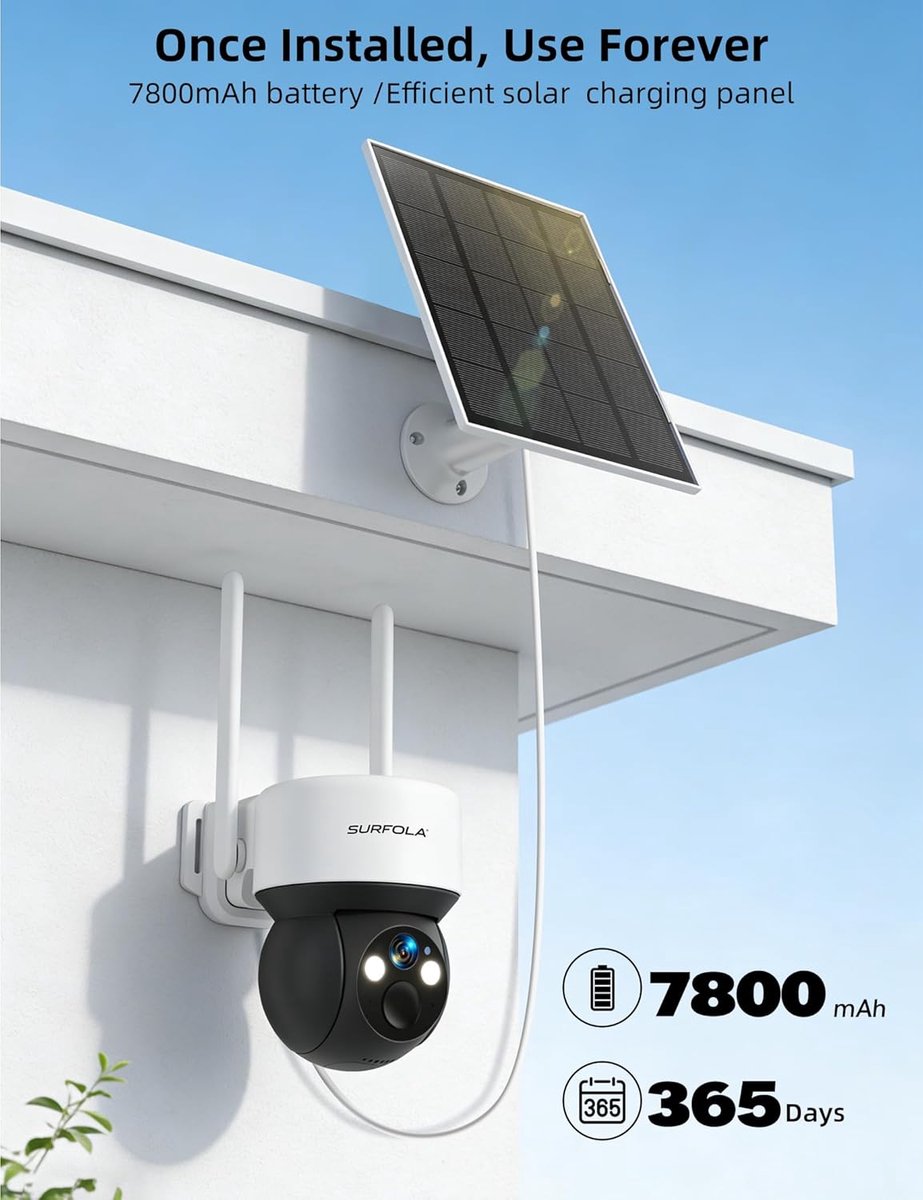 SnelShoppen - Bewakingscamera zonder wifi, 4G CCTV-camera met simkaart, draadloze buitencamera op zonne-energie, nachtzicht, koplamp, 2,5 K HD, lokale