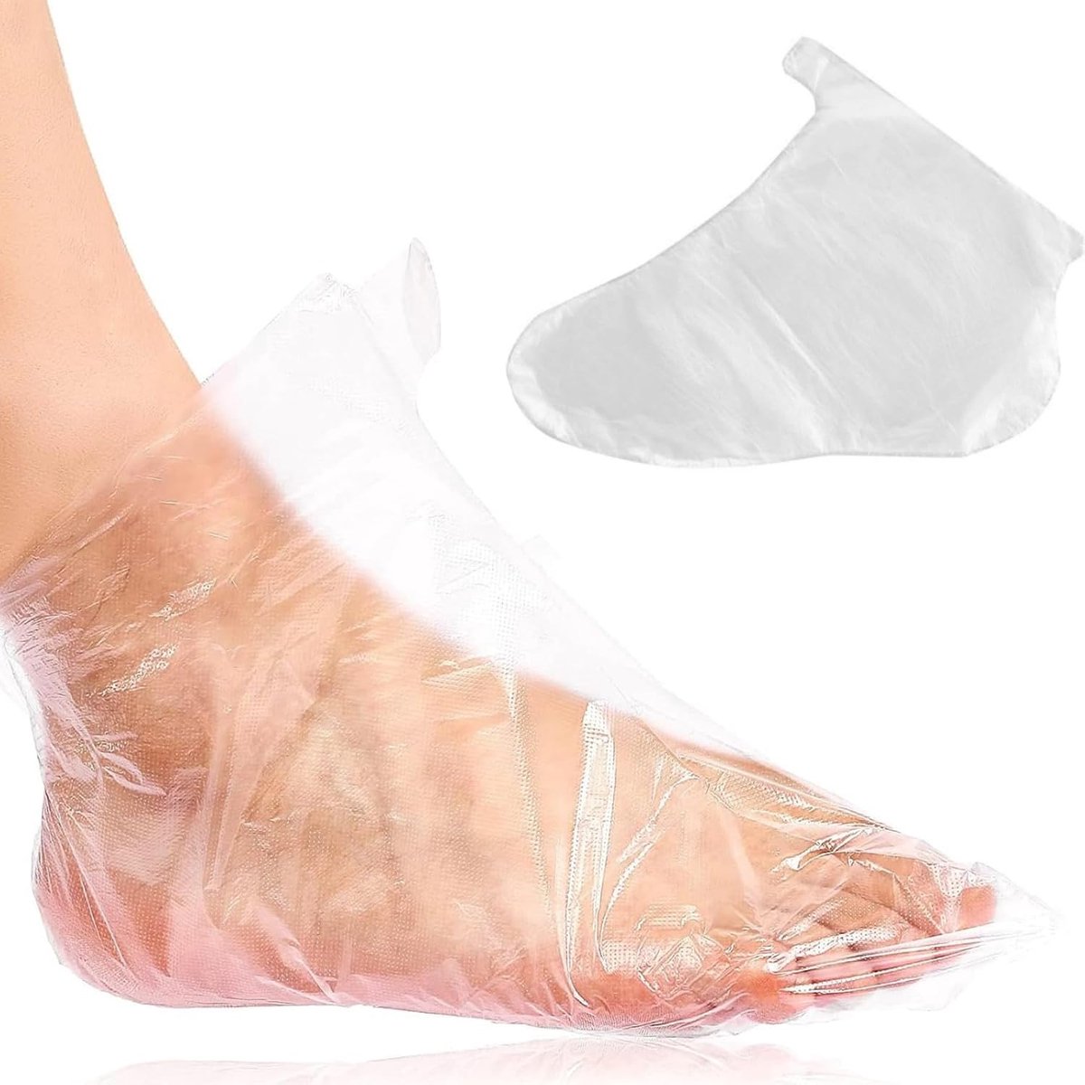 100 stuks plastic wegwerpsokken voor voetpedicure, voetbedekkingen voor spa-behandeling proefschoen, paraffine badliners voor voeten, heldere voetmaskersokken
