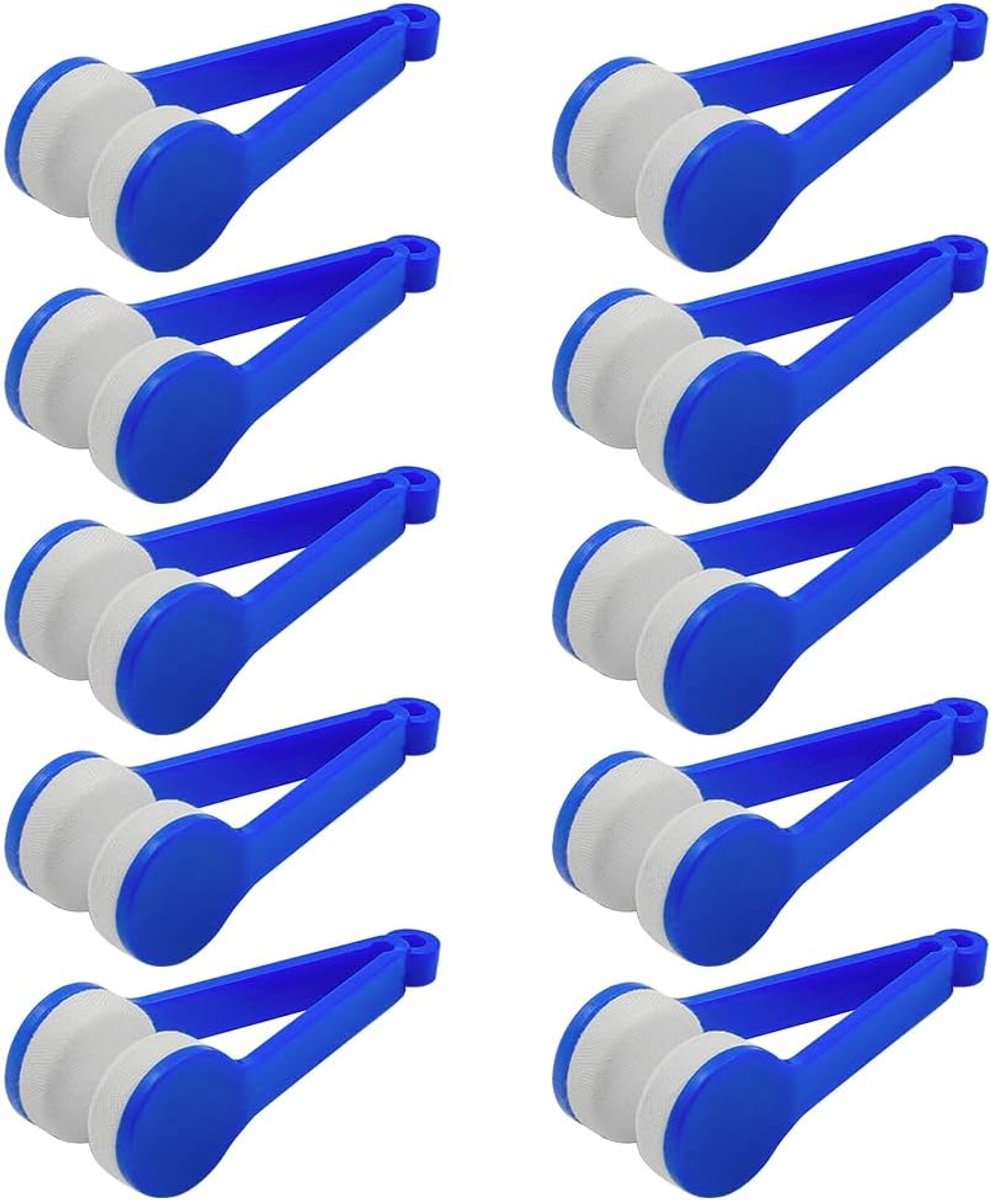 10 stuks mini microvezel reiniger zachte borstel, brillenborstel reinigingsset, zonnebril reinigingsclips, essentiële brillenreinigers, blauw