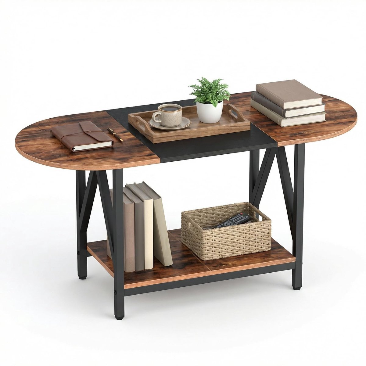 Omgoods - Vintage Koffietafel met Open Planken 90 x 40 cm