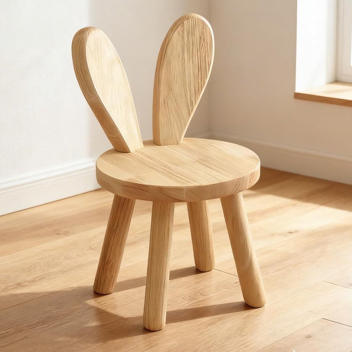 Omgoods - Massief Houten Kinderstoel met Konijnenoren
