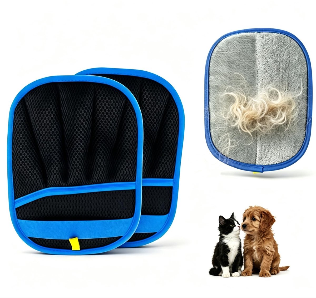Omgoods - Dierenhaarverwijderingshandschoenen, 2 Stuks, 5-Vinger Ontwerp