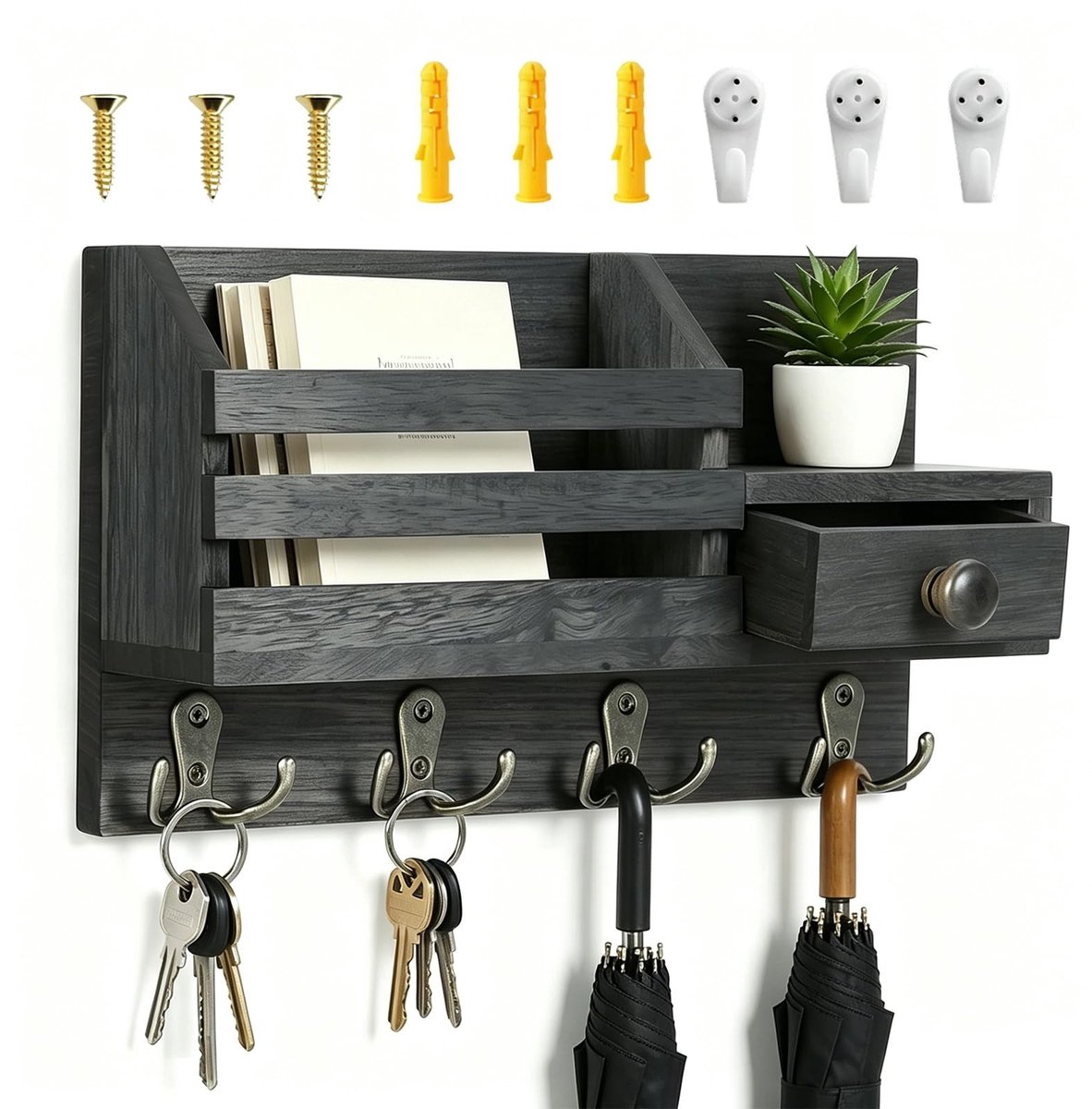 Omgoods - Sleutelrek met Plank en 4 Haken