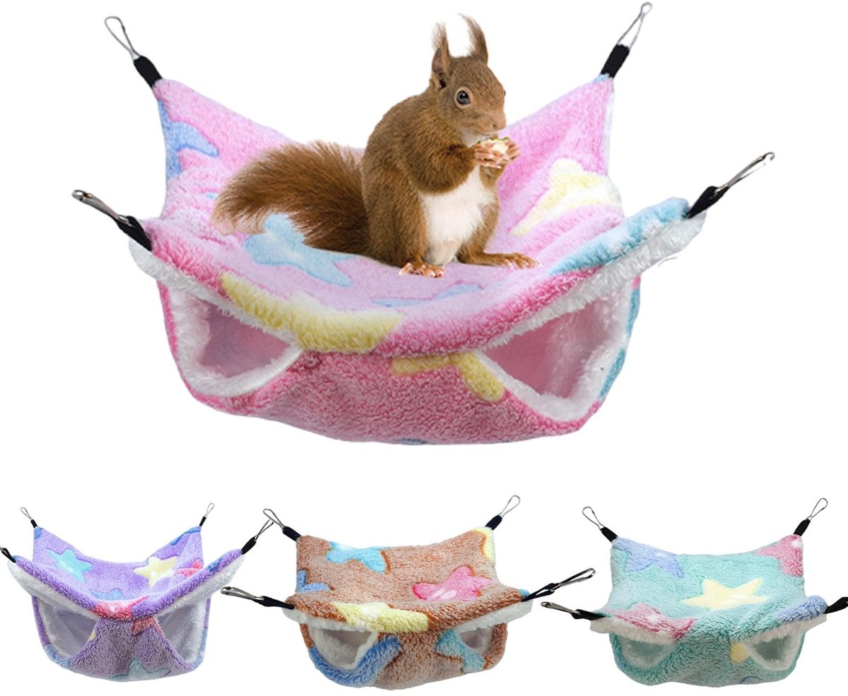 Omgoods - 4 Stuks Cavia's Hangmat voor Kleine Dieren - Rattenhangmat en Speelgoed
