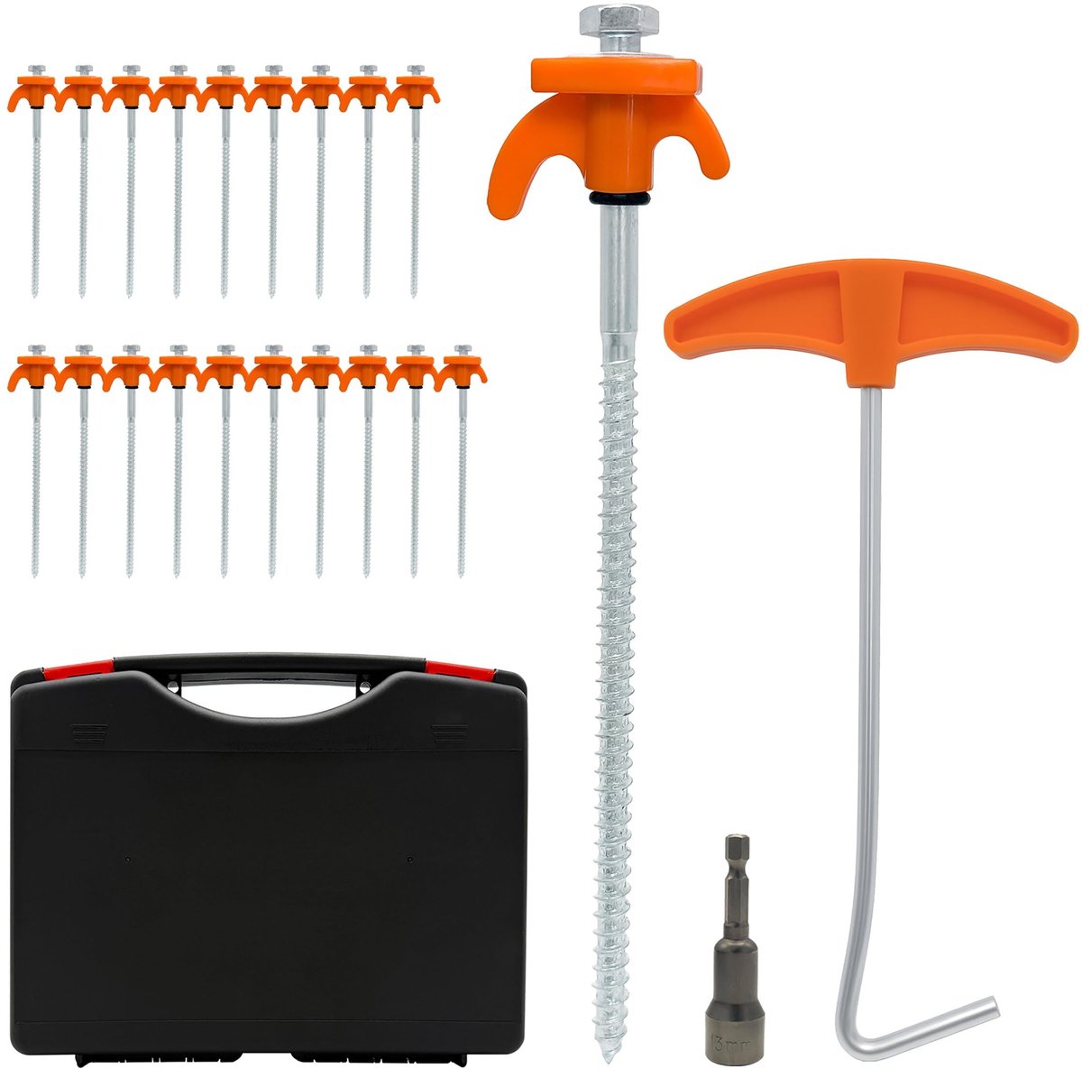 Omgoods - Set van 20 Schroefpinnen met Adapter voor Tentbevestiging