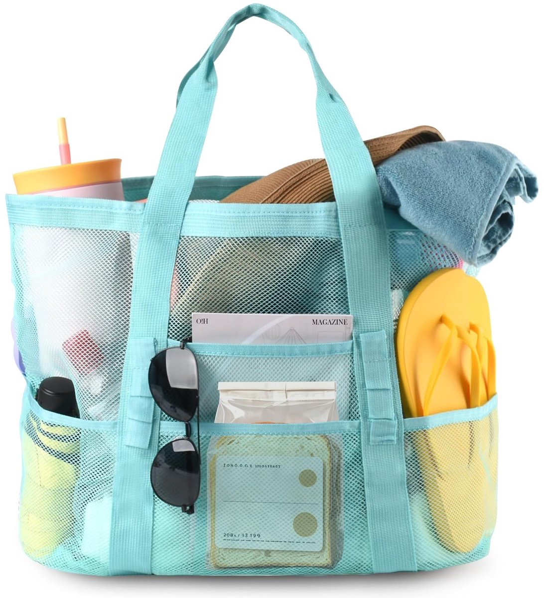 Omgoods - XXL Mesh Strandtas met Rits en Binnenzak