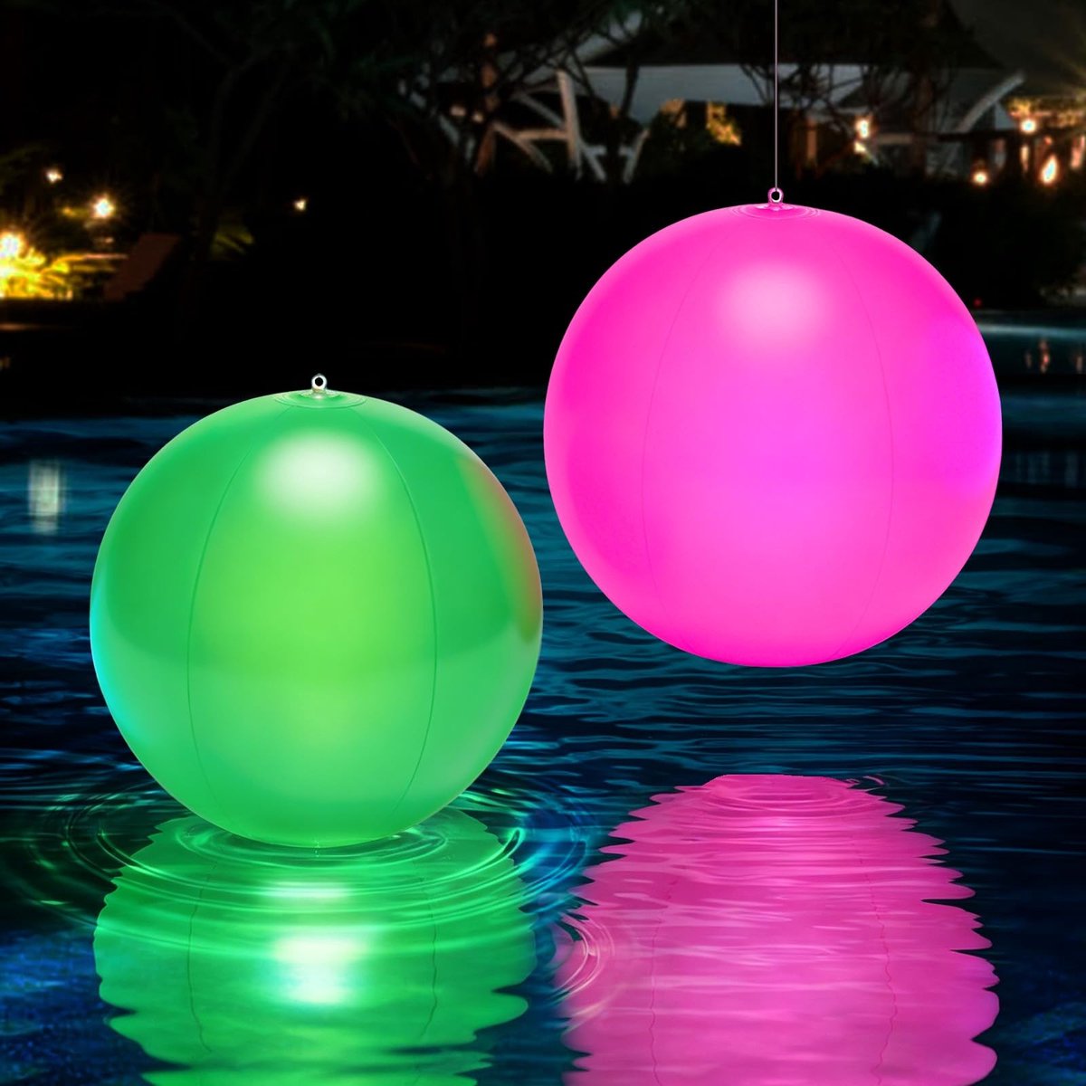 Omgoods - 2 Stuks Opblaasbare LED Strandballen voor Avondverlichting