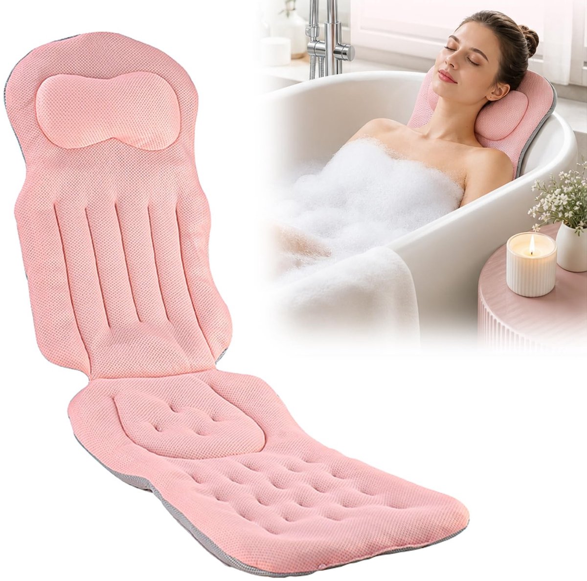 Omgoods - Ergonomisch Badkussen voor Volledig Lichaam met Hoofdsteun