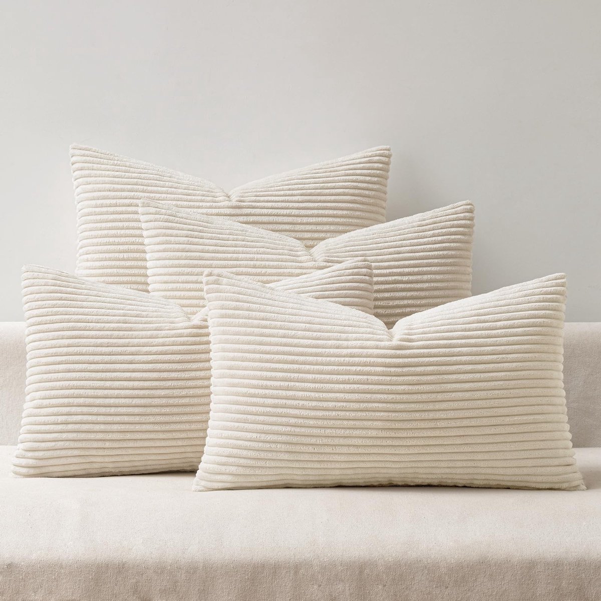 Omgoods- Kussensloop 40 x 60 cm - Set van 4 - Corduroy - Decoratief - Zacht materiaal - Onzichtbare ritssluiting - Kussenhoes
