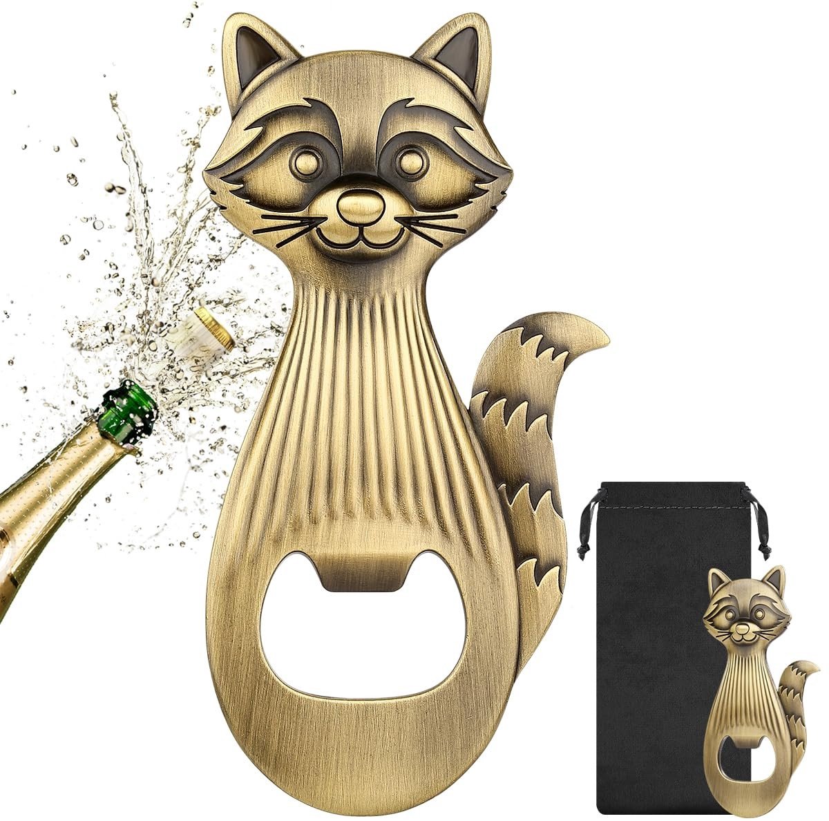 Omgoods - Raccoon Flessenopener met Cadeauzak