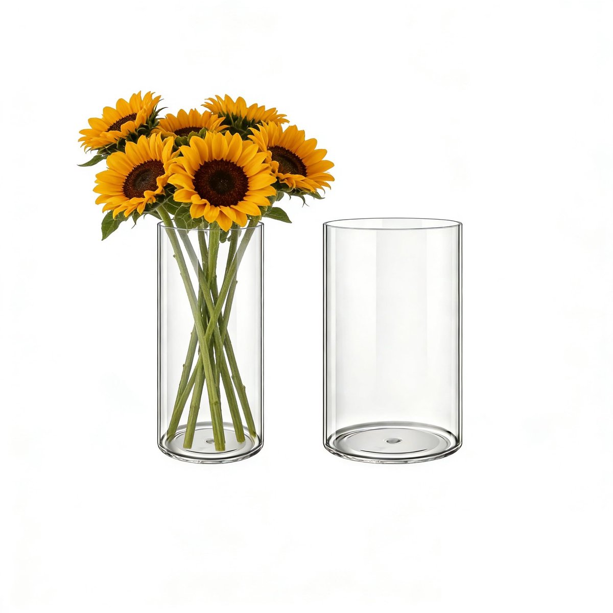 Omgoods - Set van 2 Transparante Acryl Vazen voor Bloemen
