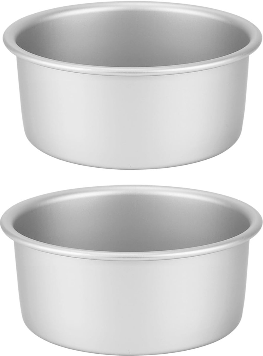 Omgoods - Ronde Bakvorm Set van 2 met Losse Bodem - Anodiseer Aluminium 15 cm voor Oven en Airfryer