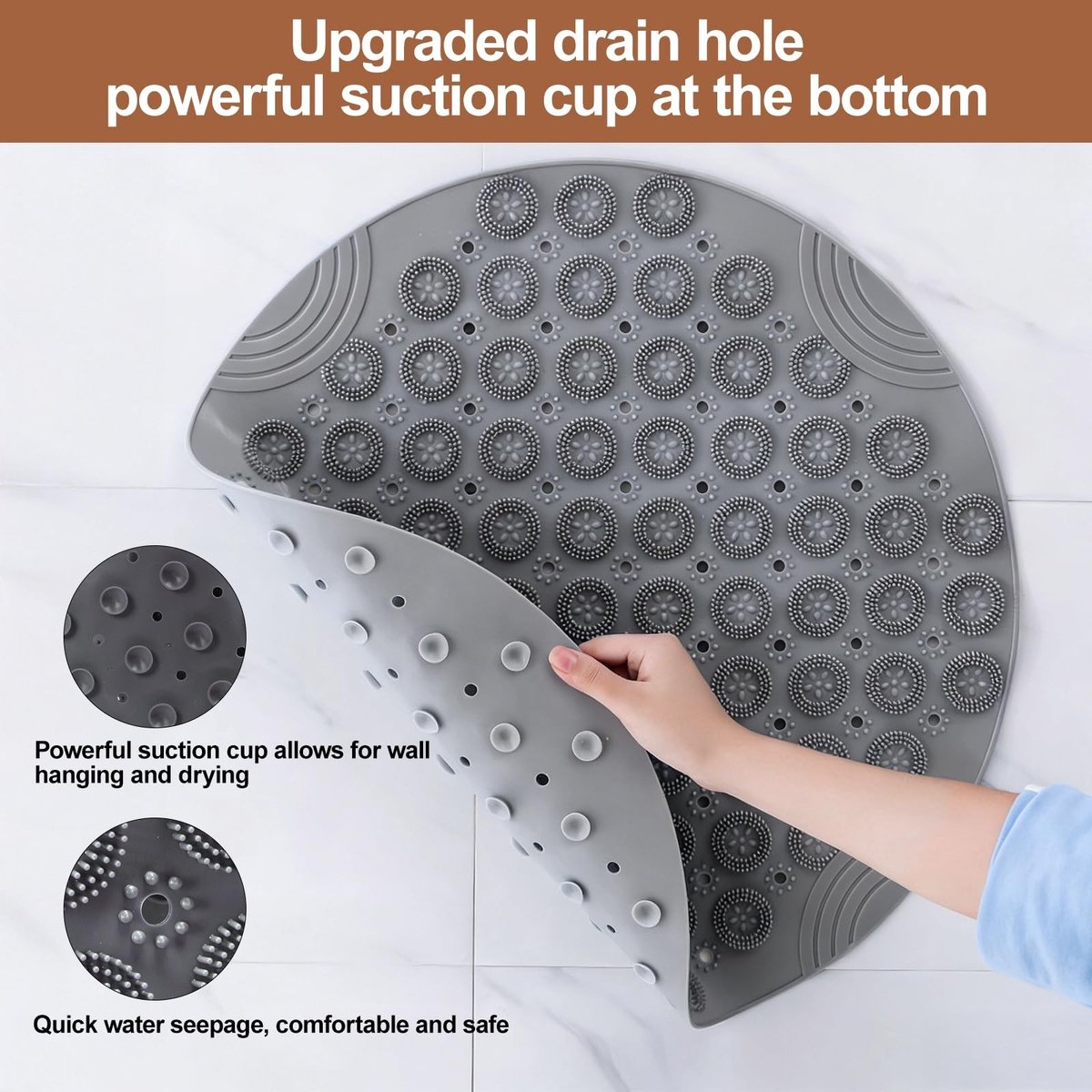 Omgoods - Antislip Douchemats, Rond, 55 x 55 cm, Donkergrijs
