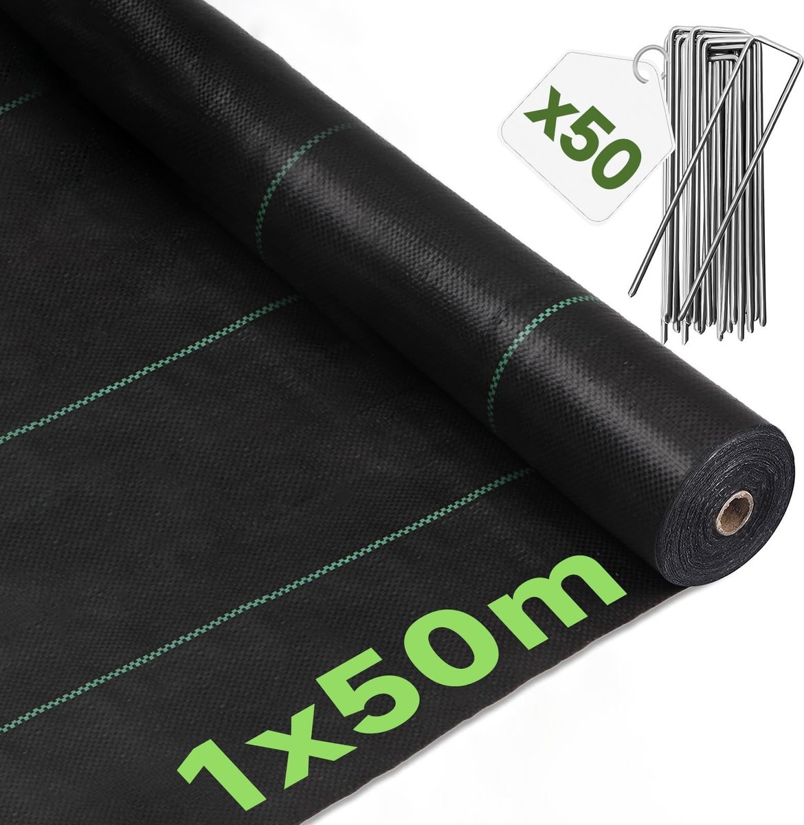 Omgoods - Onkruiddoek met 50 Haringen voor Tuinonderhoud en Bescherming