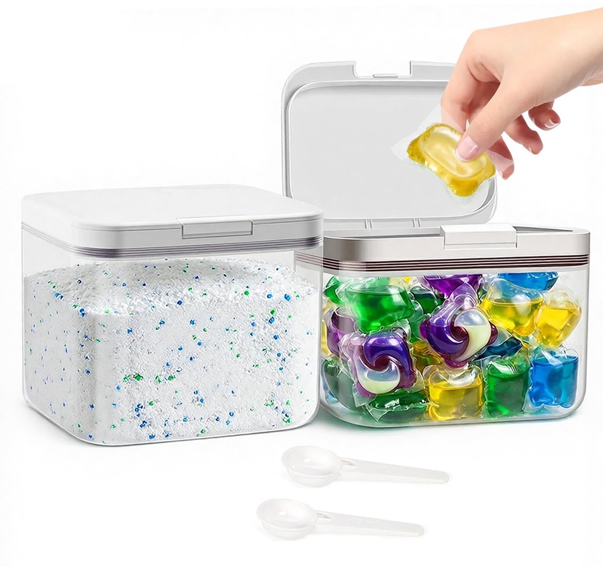 Omgoods - Transparante Wasmiddelcontainer met Maatlepel, 1.2L