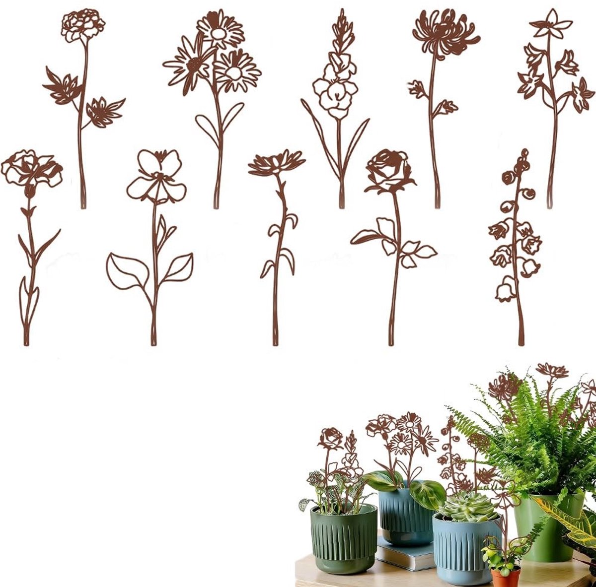 Omgoods - Set van 10 Tuindecoraties voor Buiten met Retro Design