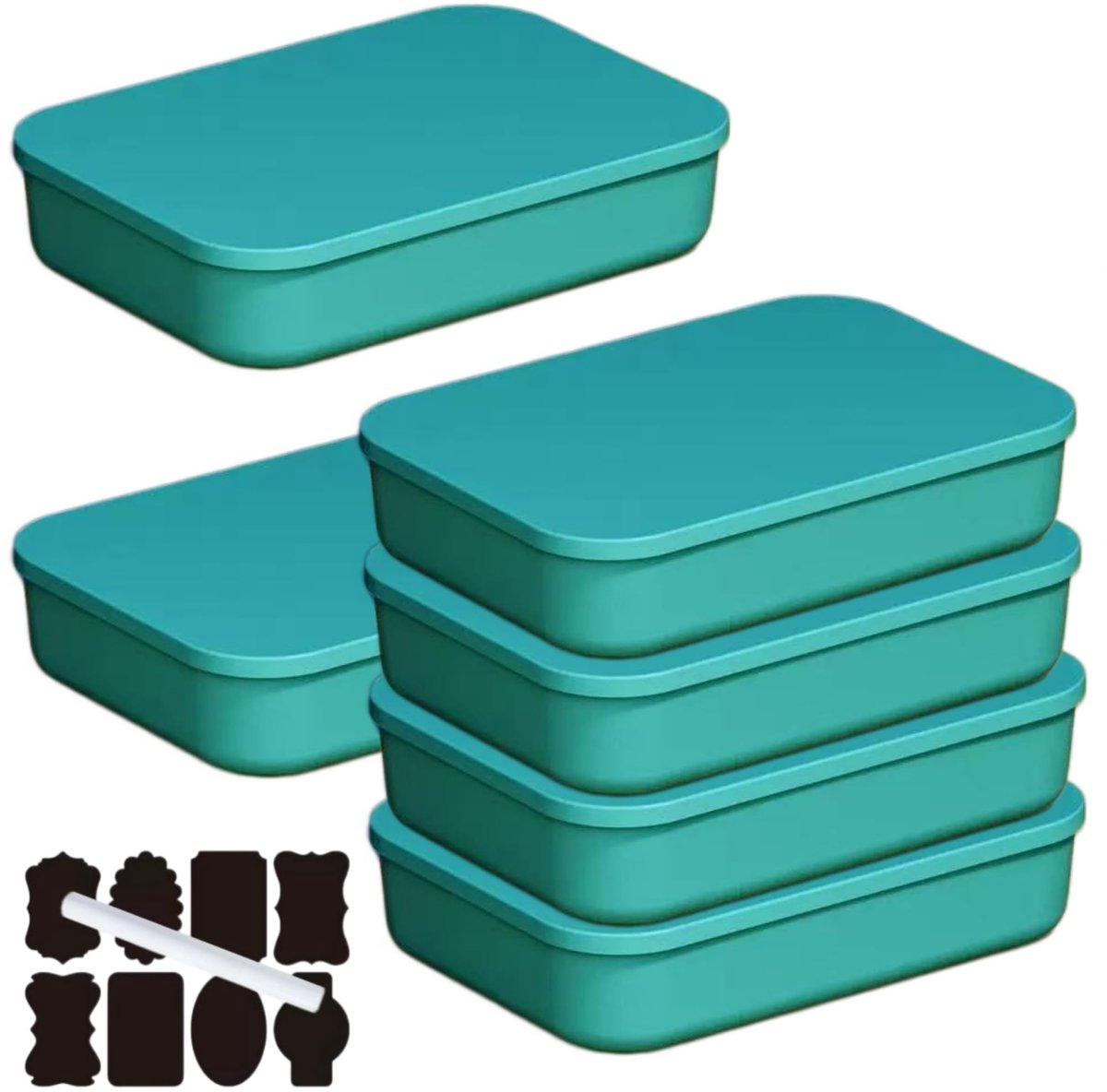 Omgoods - Stapelbare Plastic Opbergdozen met Deksel en Handvatten, 6 Stuks