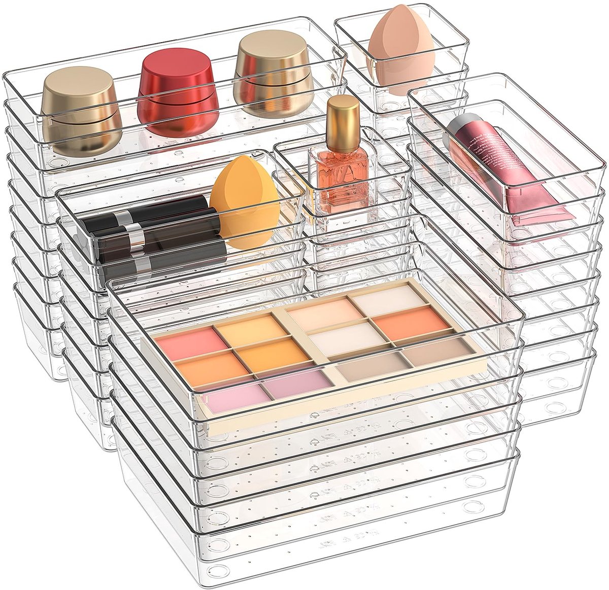Omgoods - Set van 45 Transparante Ladesorteerders in 4 Maten