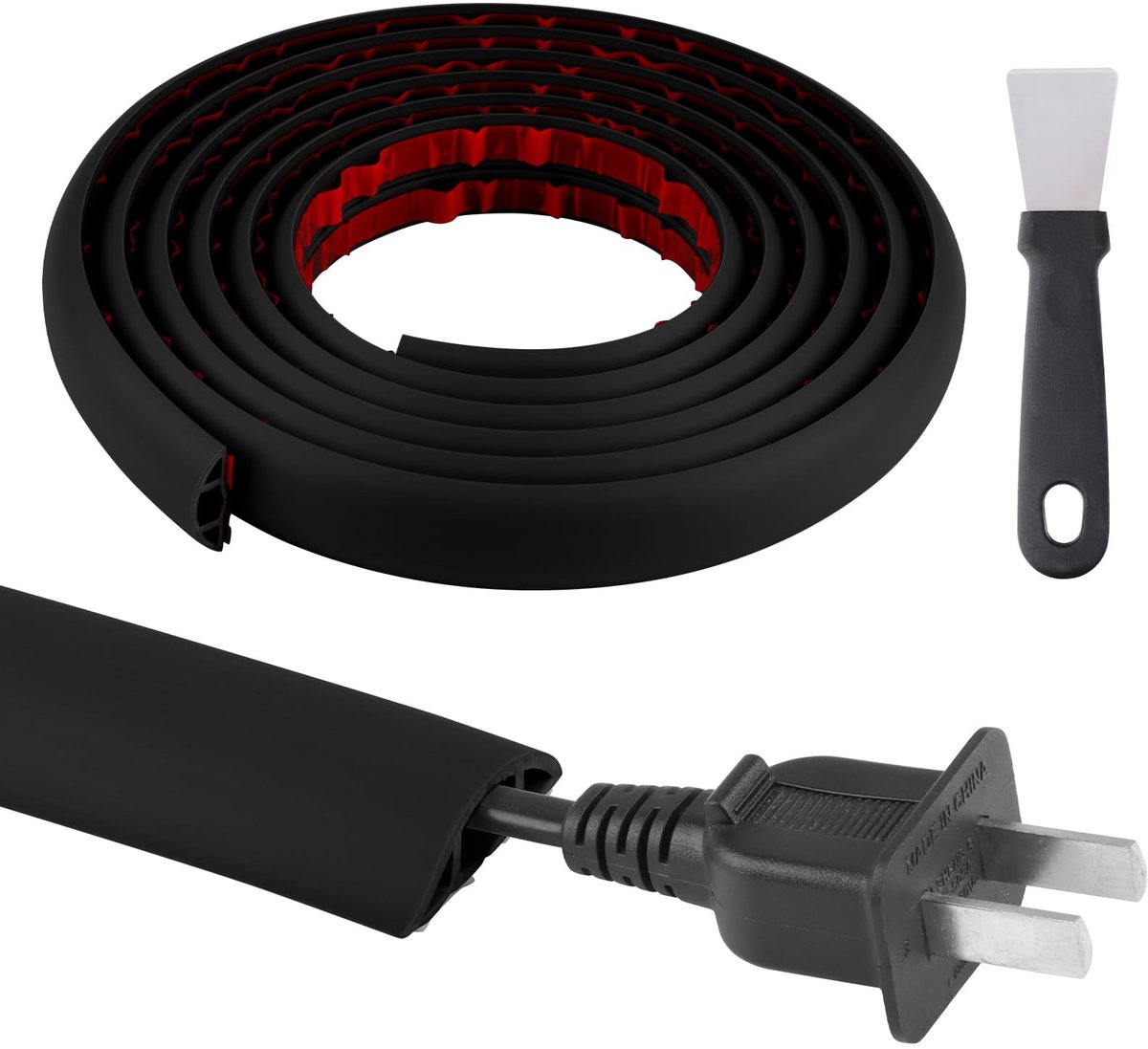 Omgoods - Flexibele Kabelgoot met Zelfklevende Onderkant - PVC Vloer Kabelbescherming 3M Zwart