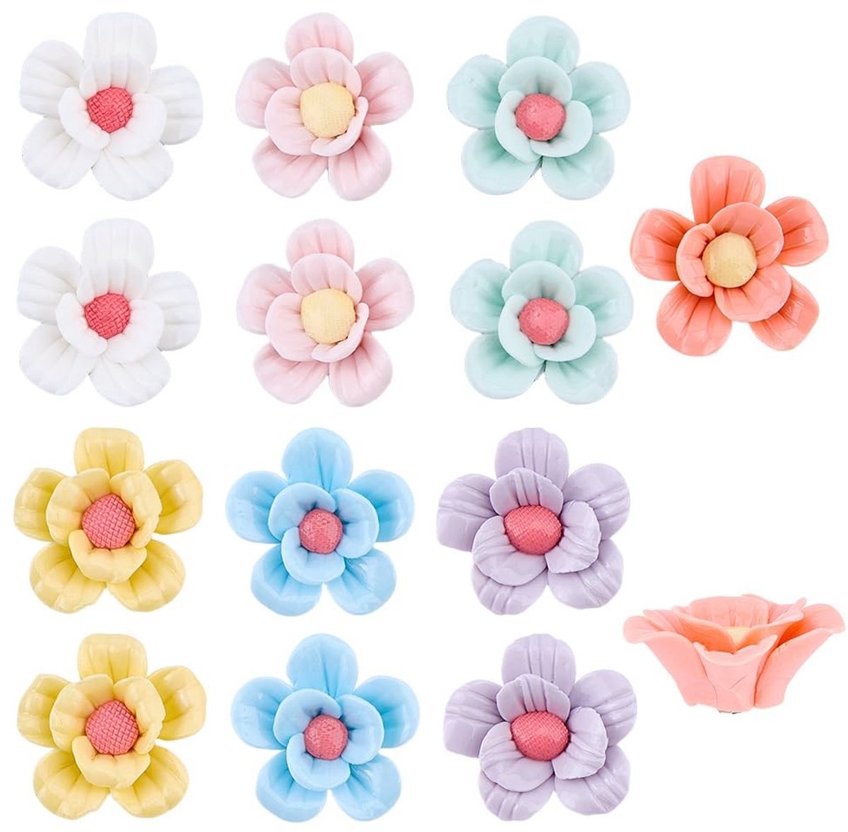 Omgoods - 14 Stuks Kleine Keramische Bloemen Tegels voor Creatieve Mozaïeken