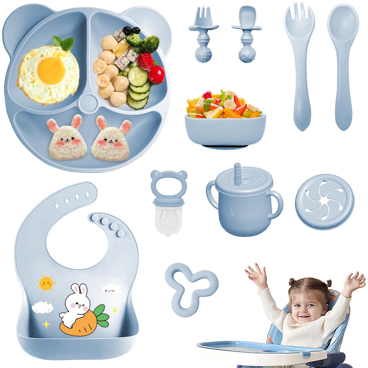 Omgoods - 11-delige Baby Lunch Set met Zuignap en Bestek