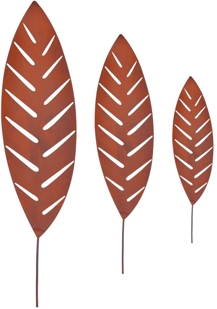Omgoods - Set van 3 Tuinsteekers van Metaal met Palmblad Design
