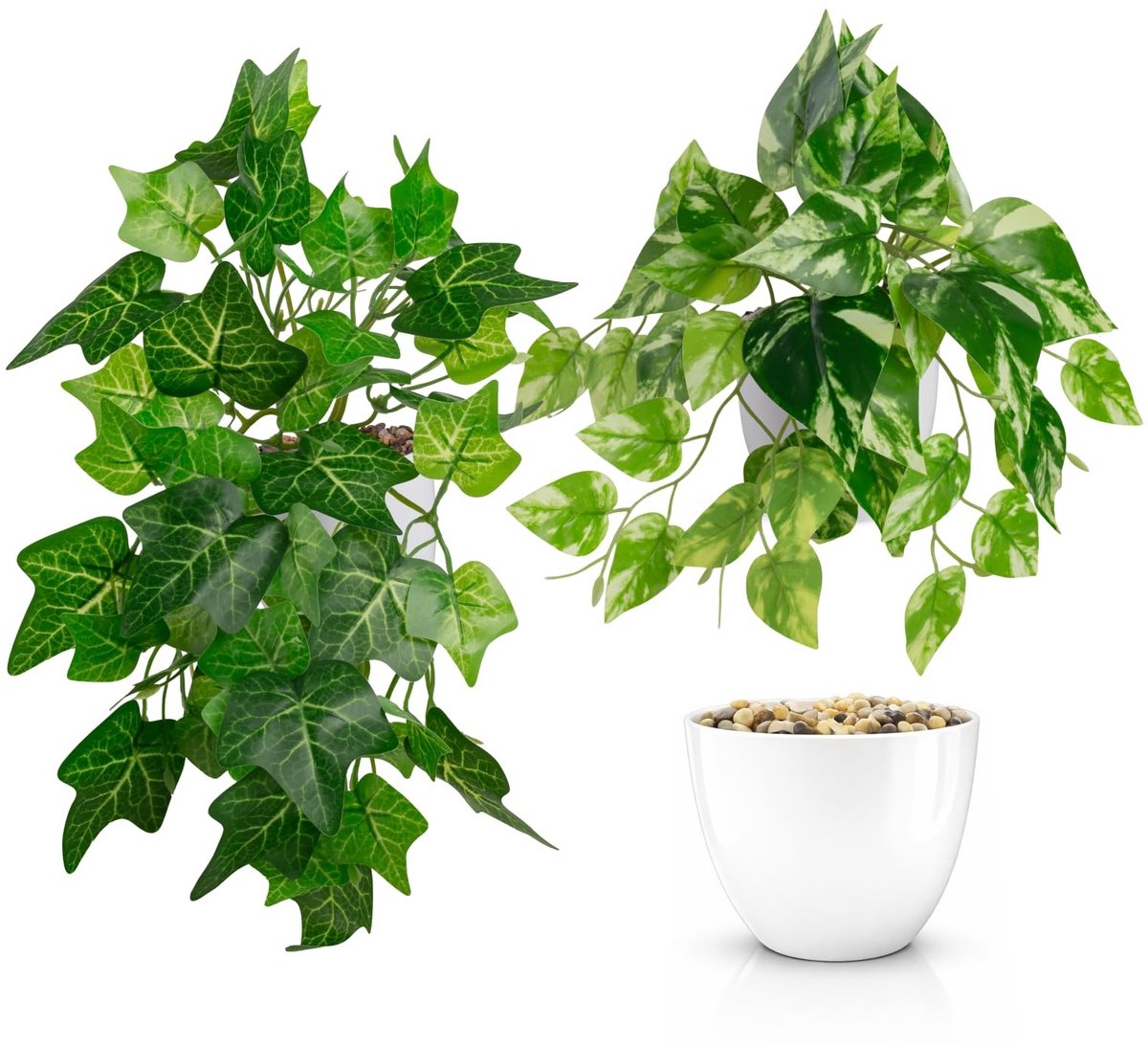 Omgoods - Set van 2 Kunstplanten Hangend met Pot voor Interieurdecoratie