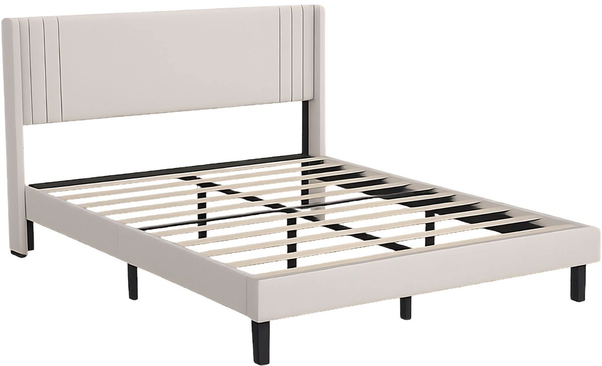 Bedtype - Linnen, Beige, Maat: 140 x 200 Cm - Functie: Dagbed, Tweepersoonsbed - voor Kinderen, Tieners, Volwassenen