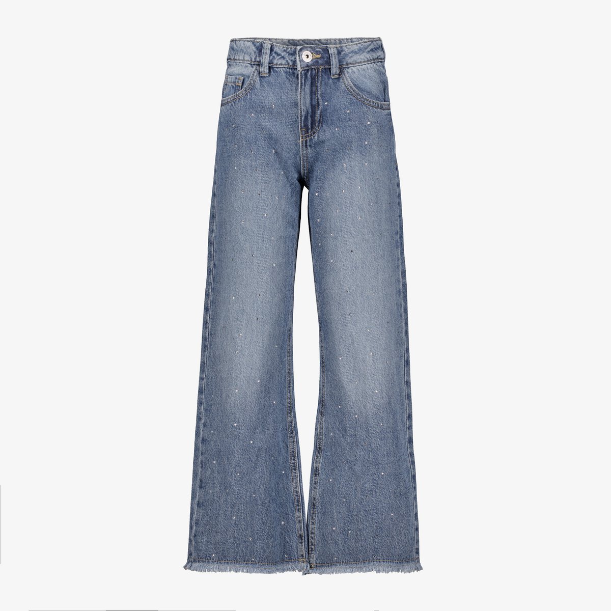 MyWay meisjes wide leg jeans met strass steentjes - Blauw - Maat 146