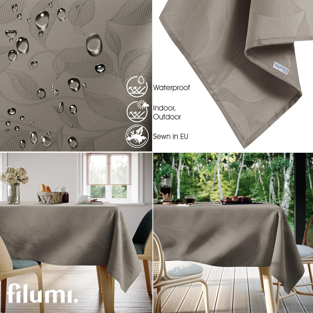 Omgoods - Tafelkleed 140x240 cm Cappuccino Waterafstotend