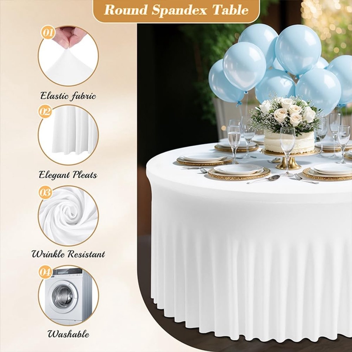 Omgoods - Witte Spandex Tafelkleden Rond 152 cm