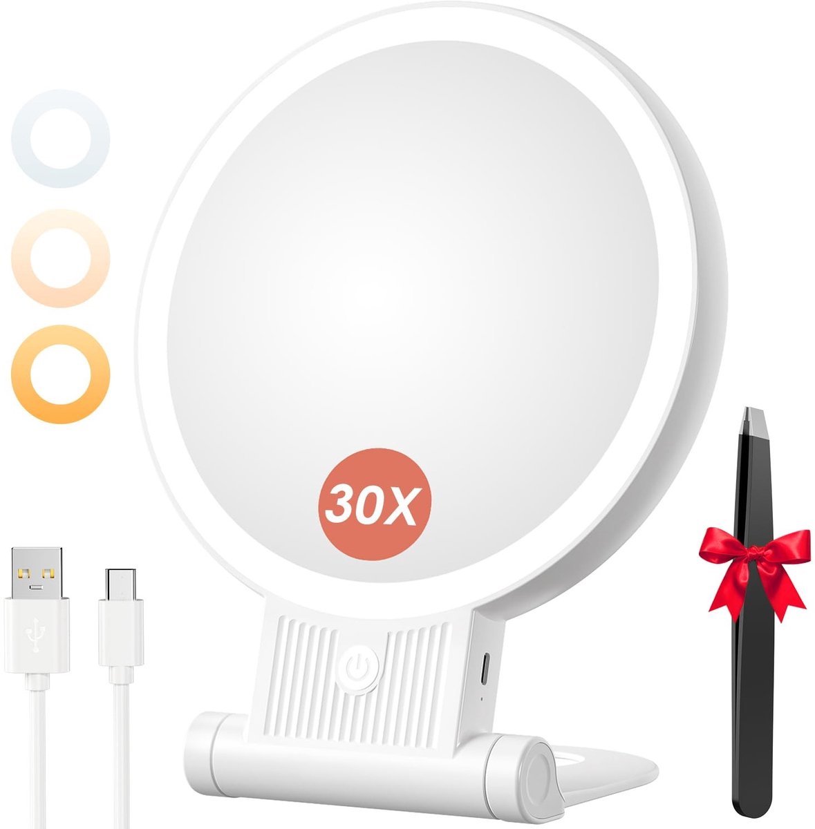Omgoods - Cosmetische Spiegel met LED Verlichting - 30X/1X Vergroting