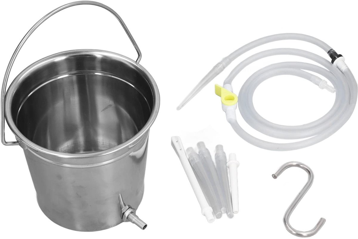 Omgoods- Klysma Emmer 2L - Roestvrijstalen Emmer - Siliconen Slang - Nozzle Tips - Opbergtas - Voor Thuisgebruik - Klysma Set