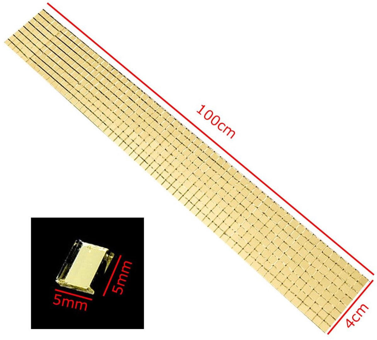 Omgoods- Spiegelmozaïekglas 9600 stuks - Zelfklevende Mozaïektegels - Mini Spiegels - Goudkleurig - 5 x 5 mm - Voor Knutselwerk