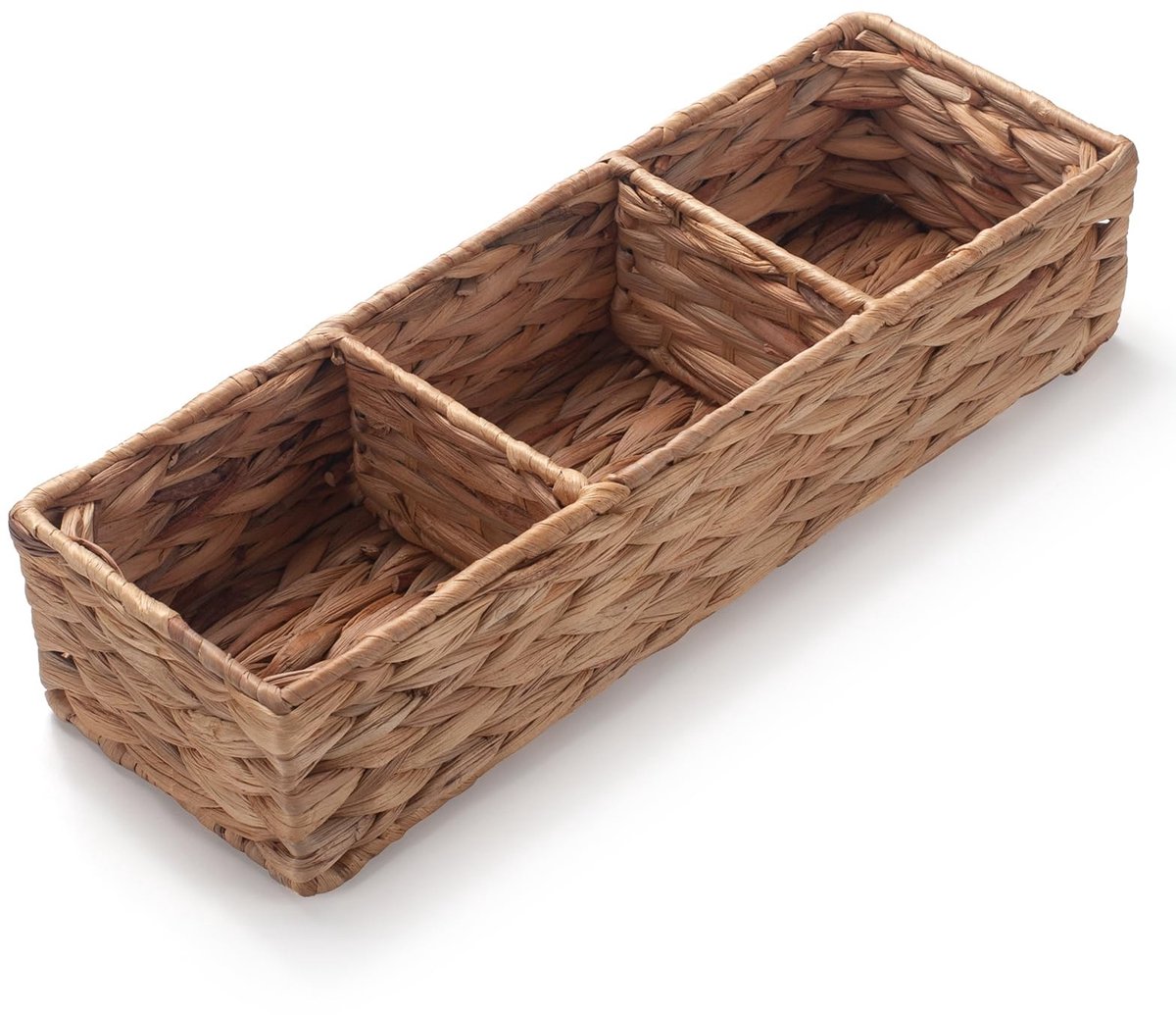 Omgoods - Wicker Opbergmand met 3 Compartimenten, 37 x 12 x 8 cm