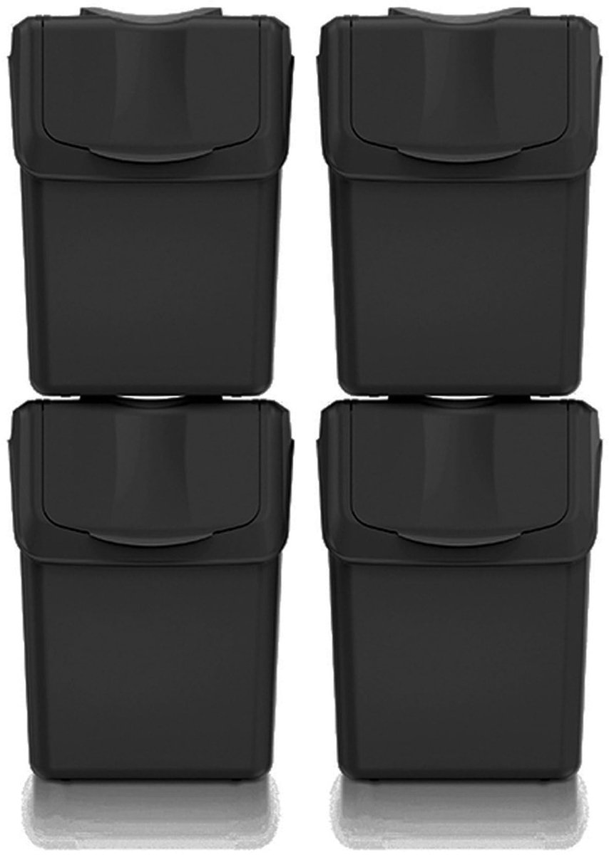 Omgoods - Set van 4 Afvalbakken van 100% Gerecycled Plastic, 4 x 20 L