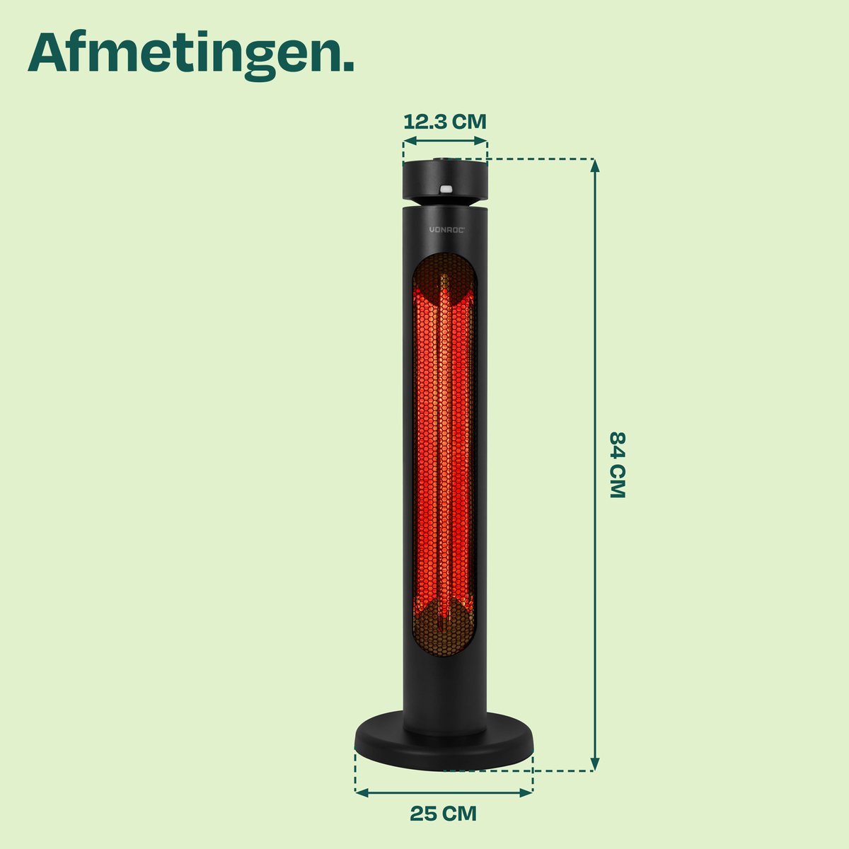 VONROC Staande Terrasverwarmer Panarea 2000W – Patio heater - Golden Carbon infrarood verwarmingselement – zwenkfunctie - Incl. afstandsbediening – foto 8