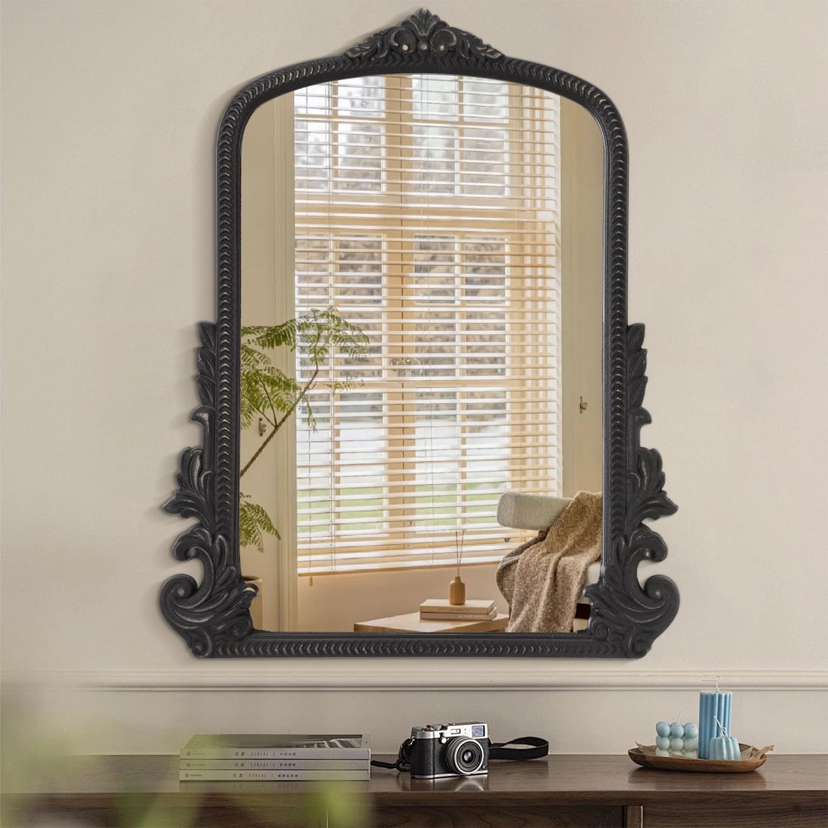 Omgoods - Antieke Wandspiegel met Barokke Houten Lijst
