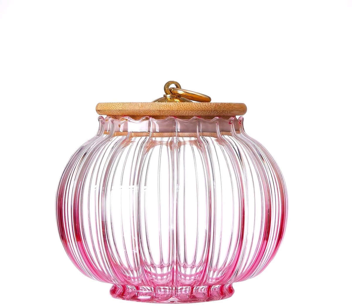 Omgoods - Glazen Pompoenpot met Deksel 600ml
