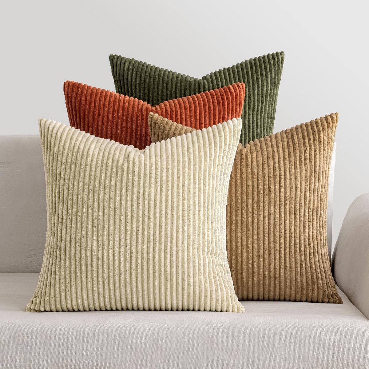 Omgoods - Set van 4 Corduroy Kussenhoezen 45 x 45 cm