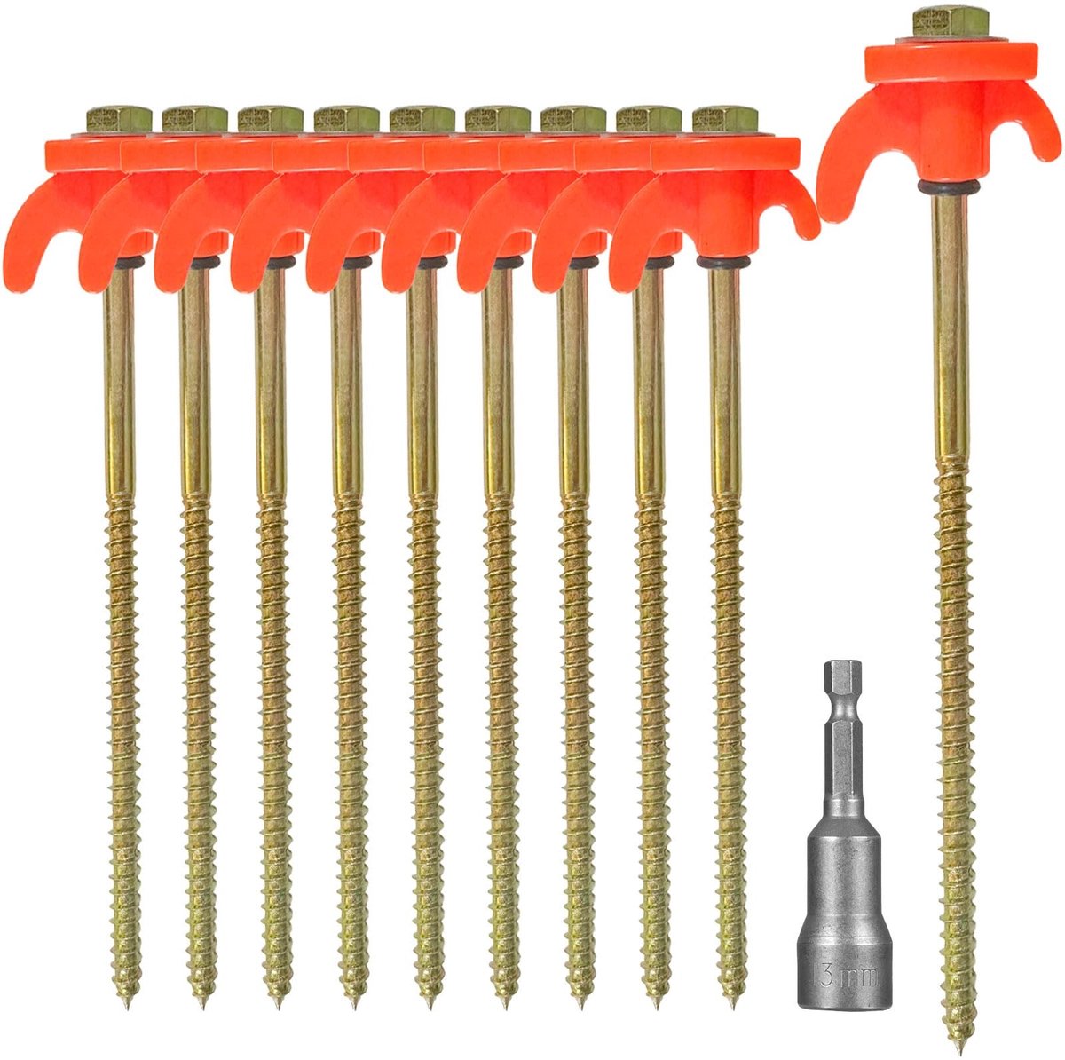 Omgoods - Set van 10 Stalen Tentstokken met Draad en Touwhouder