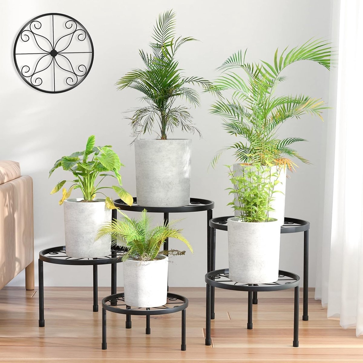 Omgoods - Set van 5 Metalen Plantstands, Roestvrij voor Binnen en Buiten