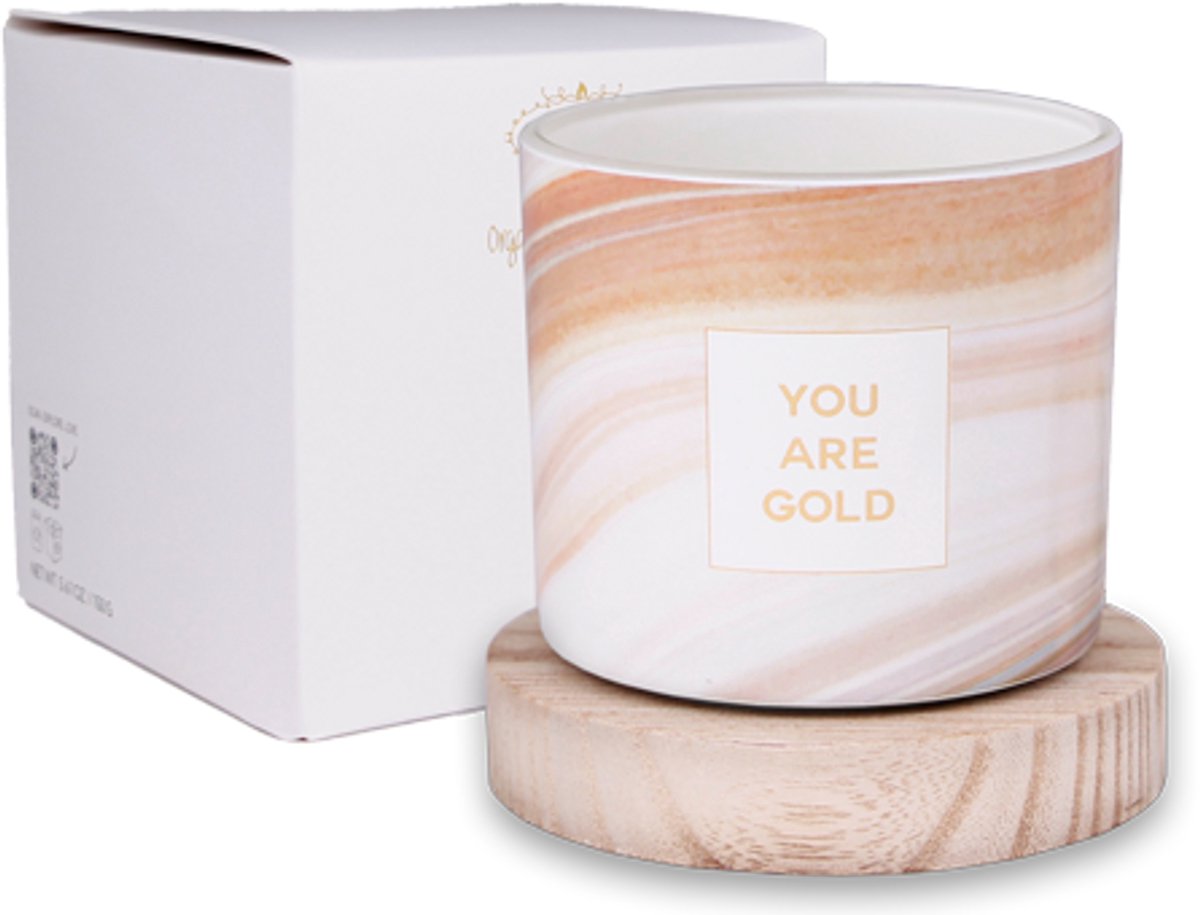 MY FLAME - Buitenkaars - YOU ARE GOLD - Geur: Bella Citronella - Afmetingen: 9x9 cm - 50 Branduren