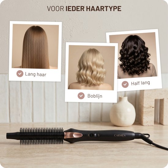Carmen CTB3085B - Krulborstel - Diameter 19 mm - Dual voltage - Thermal brush - Keramische warmte elementen - Aan/uit indicator - Easy clean