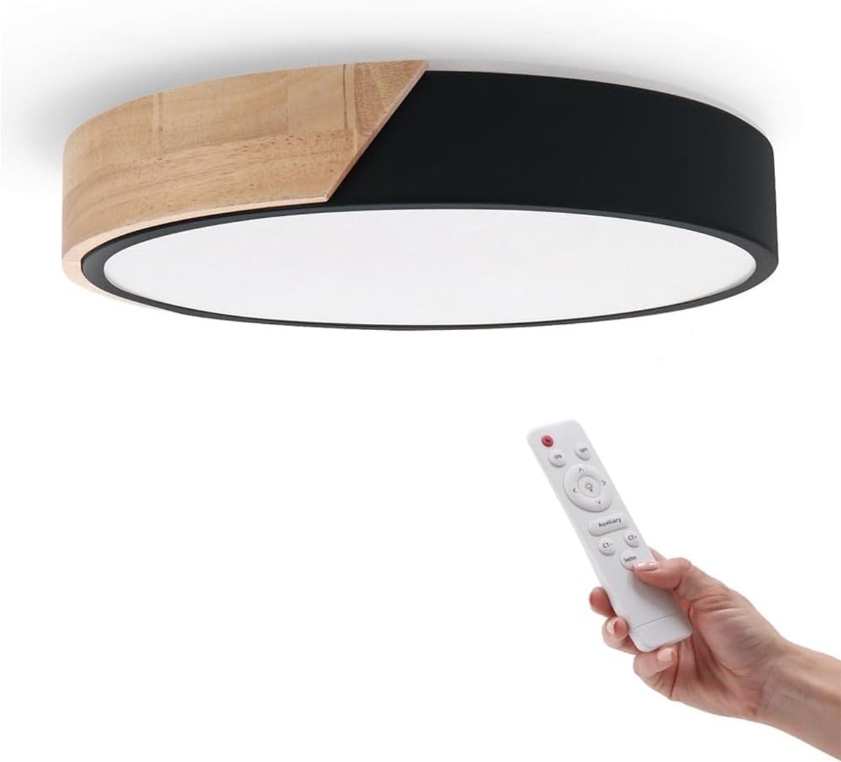 Omgoods - Dimbare LED Plafondlamp met Afstandsbediening en Houtdesign