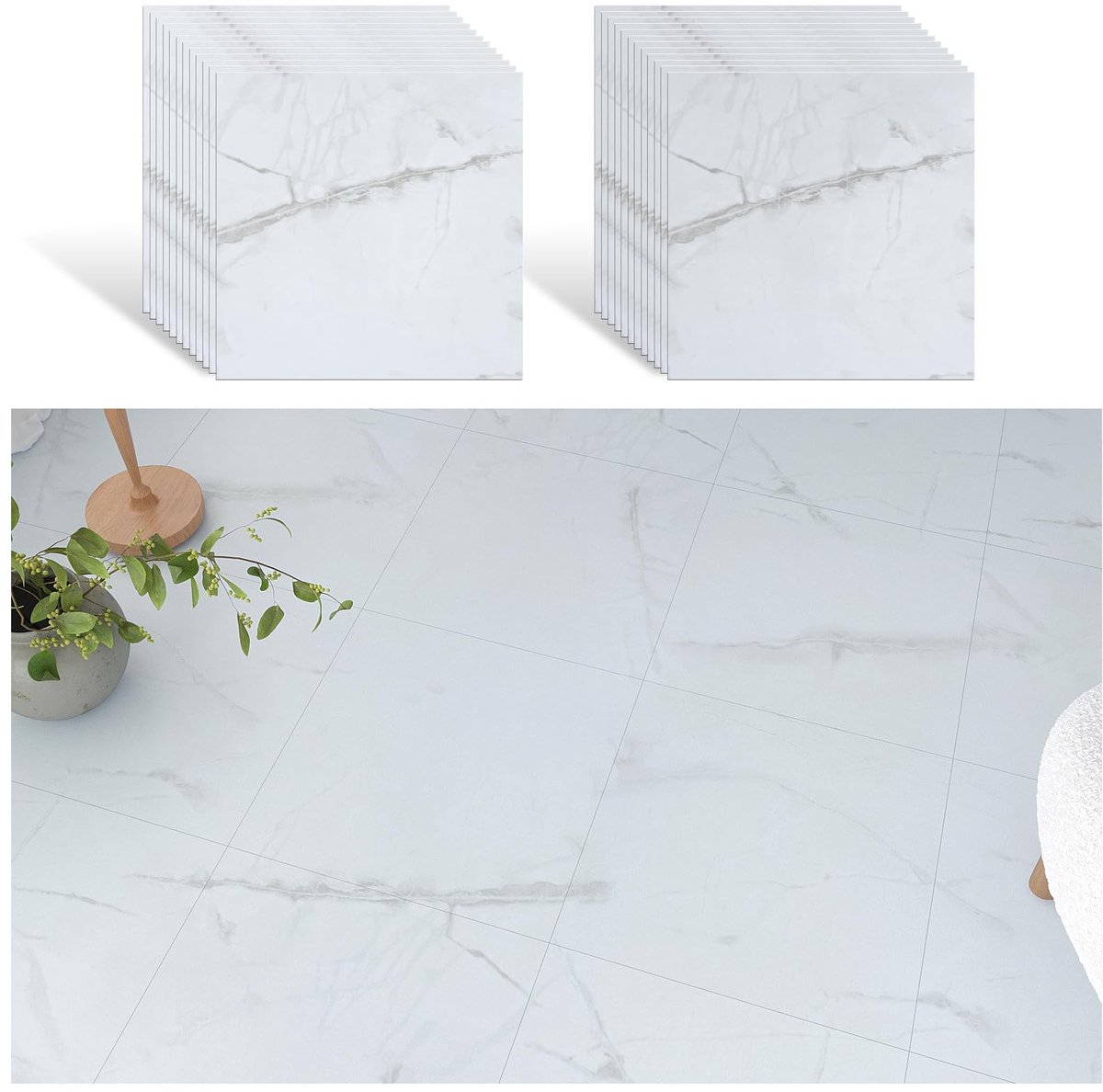 Omgoods - Zelfklevende Marmer Vloertegels 30x30 cm Set van 24